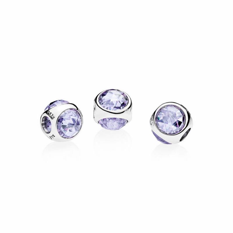 Pandora Radiant Droplet Charm Europe - Sterling Silver/Purple/Cubic Zirconia - 498572DMZ